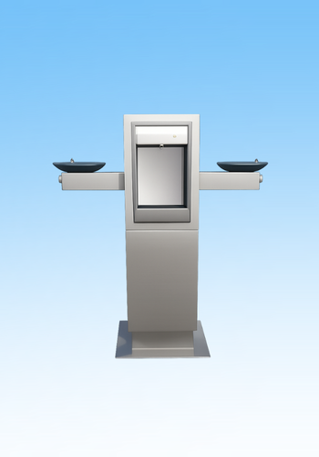 Non Chilling Outdoor Bilevel Drinking Water Fountain with Bottle Filler